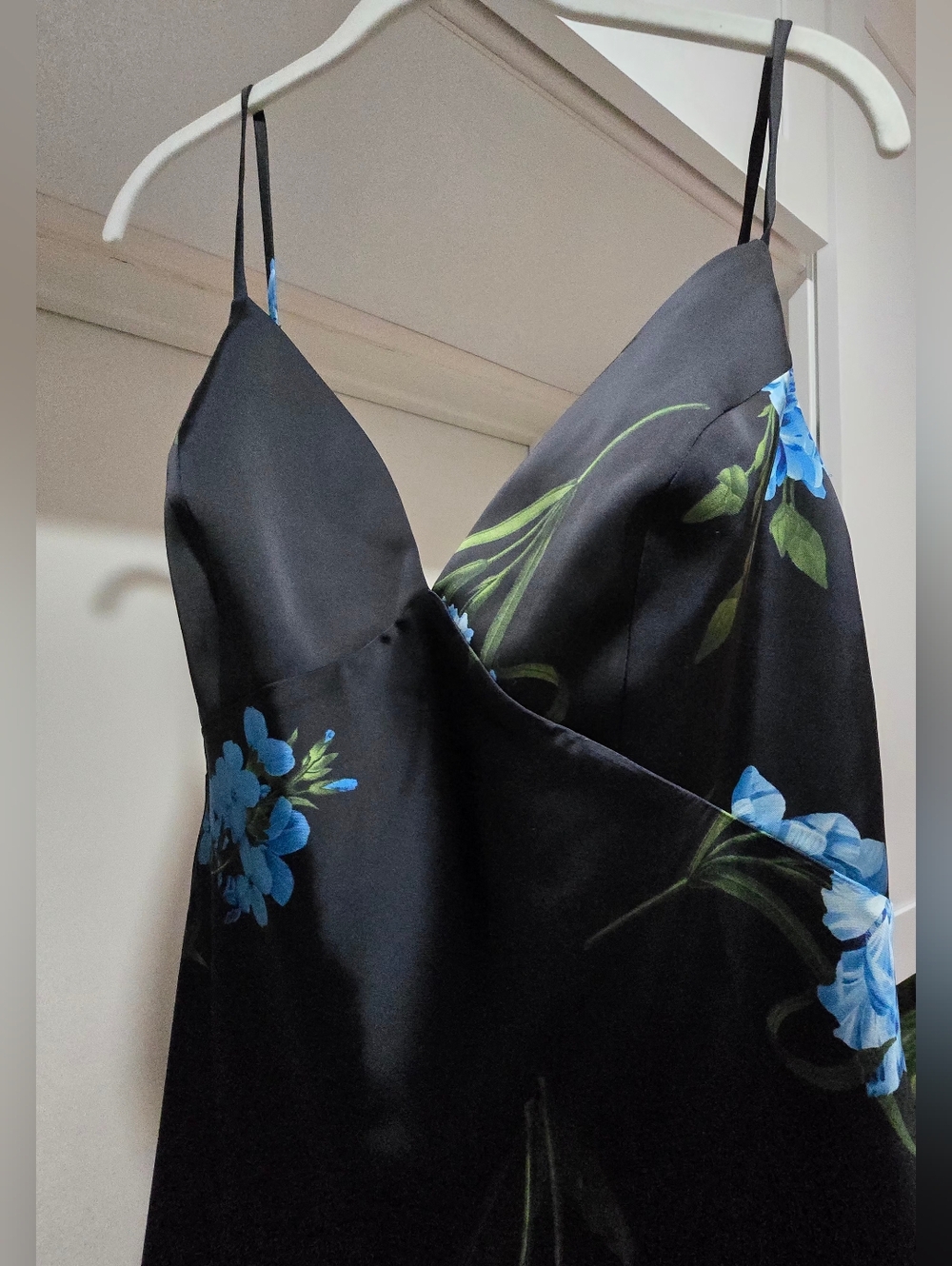 NWOT Sachin + Babi Floral Navy Blue A-Line, V-Neck Maxi Dress W/ Straps Sz 14 - Picture 6 of 14